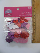 Valentine Crafts HEART STICKERS 3-D Glitter 132 Pieces NIP