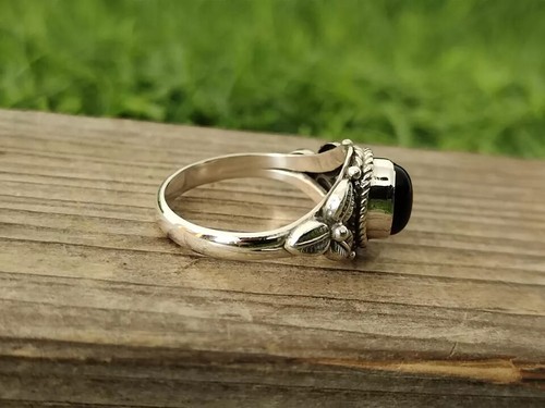 Oval Black Onyx Gemstone Statement Ring 925 Sterling Silver Women Ring Size C79 - Picture 2 of 10