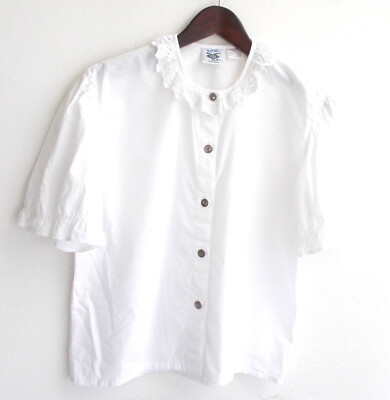 Children's costume blouse white with lace collar size 164 by Isar Trachten