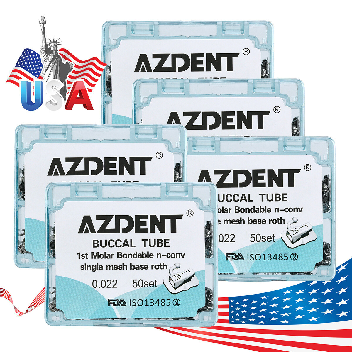 Orthodontic Separator 50 Sets Dental S - Roth .022, 1st Molar, Bondable (Non-Convertible) Orthodontic Buccal Tube