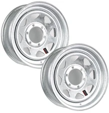 eCustomrim 2-Pk Boat Trailer Rims Wheels 15" 15X6 6 Lug Galvanized Spoke