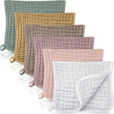 6 Pack Muslin Burp Cloths Cotton Baby Burping Rags Large 20 x 10 Inch 6 Layer...