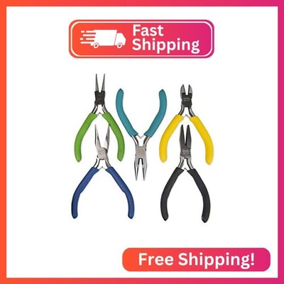 The Beadsmith Color ID Plier Set, 5 Piece Jewelry Tool Kit with Comfort Grip Han