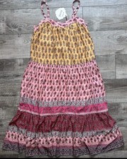 New Knox Rose BOHO Cottage Core Sundress Summer Dress Floral Desert Rayon $35