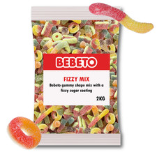 Bebeto Fizzy Mix 2KG Bulk Bag Sour Fruity Gummy Sweets Tangy Pick n Mix Candy
