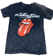 Rolling Stones Tongue Logo Tee Men’s Small Black Mineral Wash Bravado