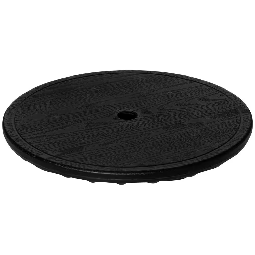 20-Inch Portable Black Umbrella Table with Round Tray - Easy Install Tabletop