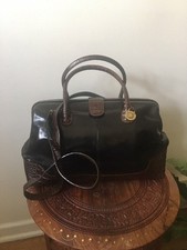 Large Vintage Brahmin Tuscan Brown Croc Embossed Black Leather Purse