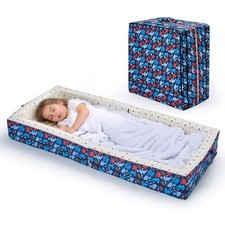 100 Cotton Lining Portable Foldable Toddler Travel Bed - Soft Foam Ocean Blue