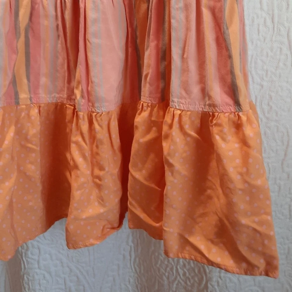 Matilda Jane Dress Girls 10 Orange Pink Stripes Polka Dot Sleeveless Ruffle - Image 4 of 4
