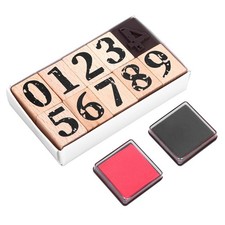 12 PCS Wooden Rubber Number Stamps 0-9, 2-Color Ink Pad, DIY Art Craft, School