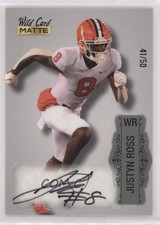 2022 Wild Card MATTE Silver - Green Foil 41/50 Justyn Ross Rookie Auto RC 0s86. rookie card picture