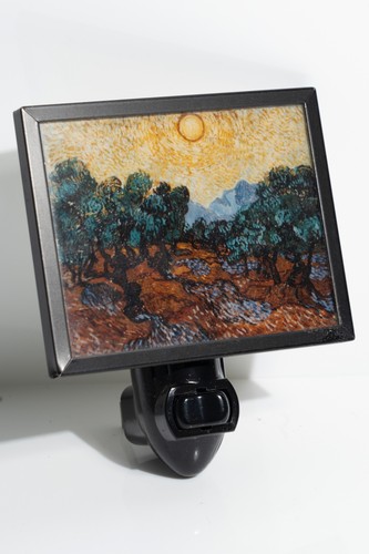 Decorative Night Light Vincent Van Gogh Olive Trees with Yellow Sky and Sun