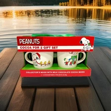 Peanuts Collector's mugs w/milk chocolate cocoa mixes Cocoa for 2 gift set (NIB)