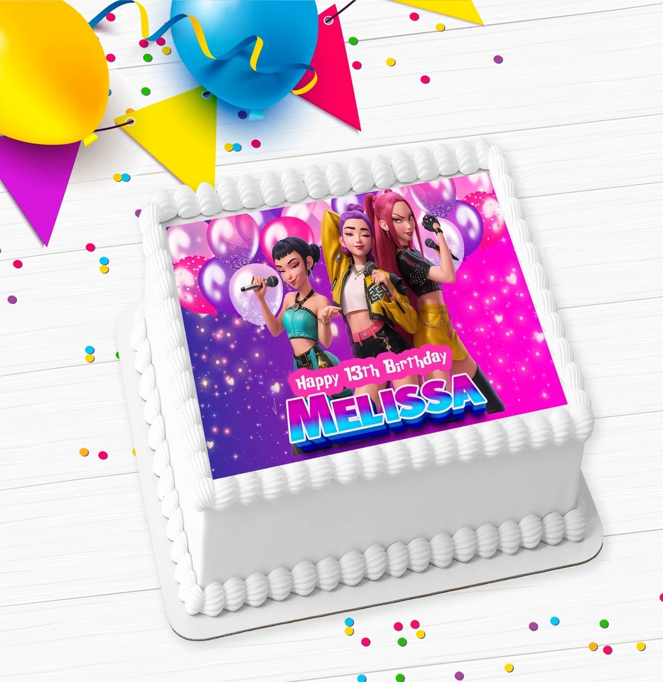 POP DEMON BIRTHDAY PARTY PERSONALISED ICING EDIBLE COSTCO CAKE TOPPER GC-502 - Image 3 of 3