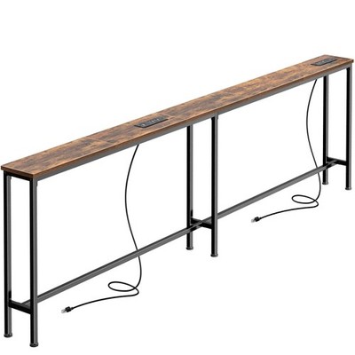 SUPERJARE 79'' Slim Sofa Table w/ 2 Power Outlets & USB-C, Narrow Console Table