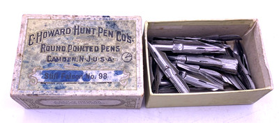 Vintage C. HOWARD HUNT PEN CO Stiff Falcon No. 98 Pen nibs in box One Gross