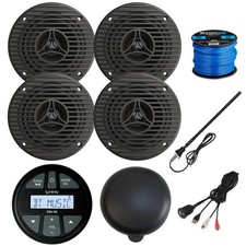 Infinity Marine Receiver, 4x 3.5" Speakers, Cover, Wire, Black Antenna, Adapter