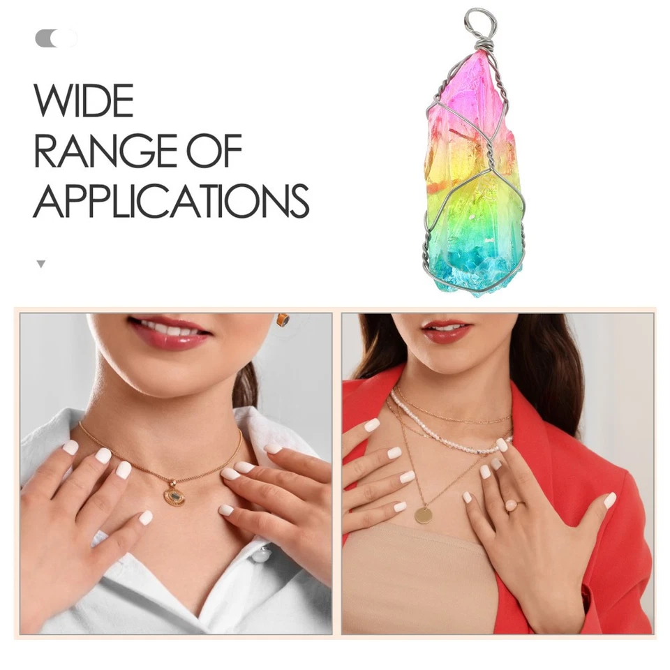 Collana in cristallo di quarzo trasparente avvolto in filo albero della vita - Immagine 2 di 4