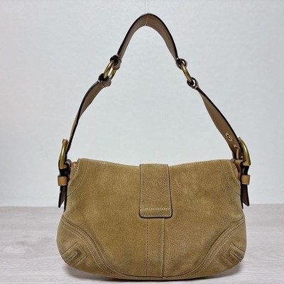 COACH Suede Soho 1 Shoulder Bag Y2K Rare Beige Vintage Leather