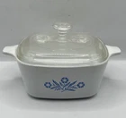 VTG Corning Ware P-43-B Cornflower Petite Casserole Glass Pyrex Lid 2 3/4 Cups