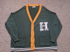 Hollister Cardigan Mens Large Green Varsity College Preppy 1999 Y2K Sweater