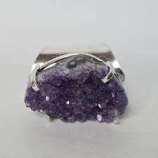 Amethyst Rough Stone Ring Crystal Women's Purple