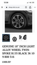 MINI Genuine Light Alloy Wheel Rim Polished Black 7.5J 18" ET 52 36109808516