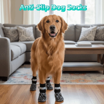 4Pcs Dog Shoes Anti-Slip Boots Sock For Small Medium Large Pet Paw Protector