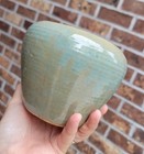 Vntg MCM Coil Pottery Planter Handmade Drip Glaze USA Teal Sea Foam Beach Decor — photo 9