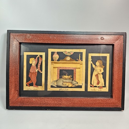 Primitives By Kathy Folk Art Christmas Paper Cutting Framed PJ Rankin Hults - Picture 2 of 16