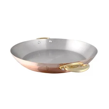 Mauviel M'Heritage M'150 B Copper Round Pan With Brass Handles, 7.9-In