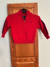 Polo Ralph Lauren Youth Boys quarter zip Red Navy Pony Size 5