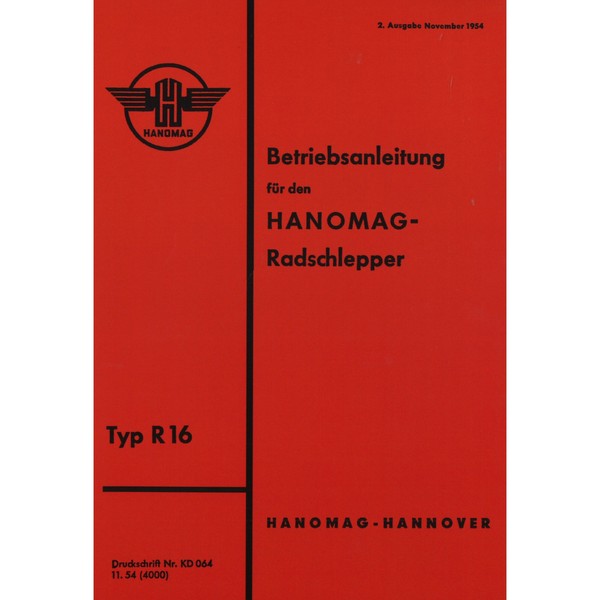 Hanomag Typ R16 Radschlepper 2-Zylinder 4-Takt Dieselmotor Betriebsanleitung-image