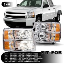 Chrome Headlights For 2007-2014 Chevy Silverado 1500 2500hd 3500hd Lhrh Sets