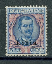 ITALIA COLONIE -  LIBIA 1912-15. Lire 5 del Regno soprastampato "Libia" *