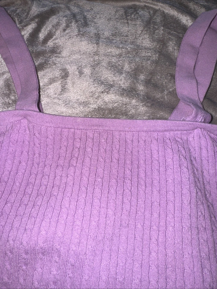 Juego de suéter de lavanda Chadwicks, tejido con cable de algodón Foto 4 de 4