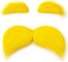 Self-Adhesive Yellow Mustache  Eyebrows Set, Halloween Cosplay Parties Costume