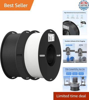 Cost-Effective 2kg PLA Filament Bundle - Smooth Printing, Black & White Design