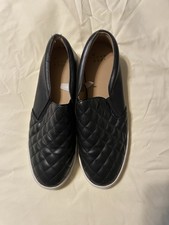 a. new day. women s Black Quilted. Slip On. Low Top Athletic Sneaker.