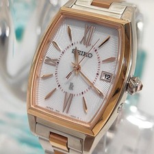 SEIKO LUKIA SSVW230 Radio Solar Peony Ladies Watch 1B32-0BJ0 Tested Working
