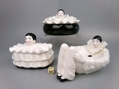 Geschmackssetzer von Sigma Pierrot Clown Figur Box & Schale. Keramik. 70er Jahre Vintage.