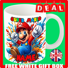 Super Mario Personalised Mug Design Cup Text Name Birthday Christmas WeddingGift