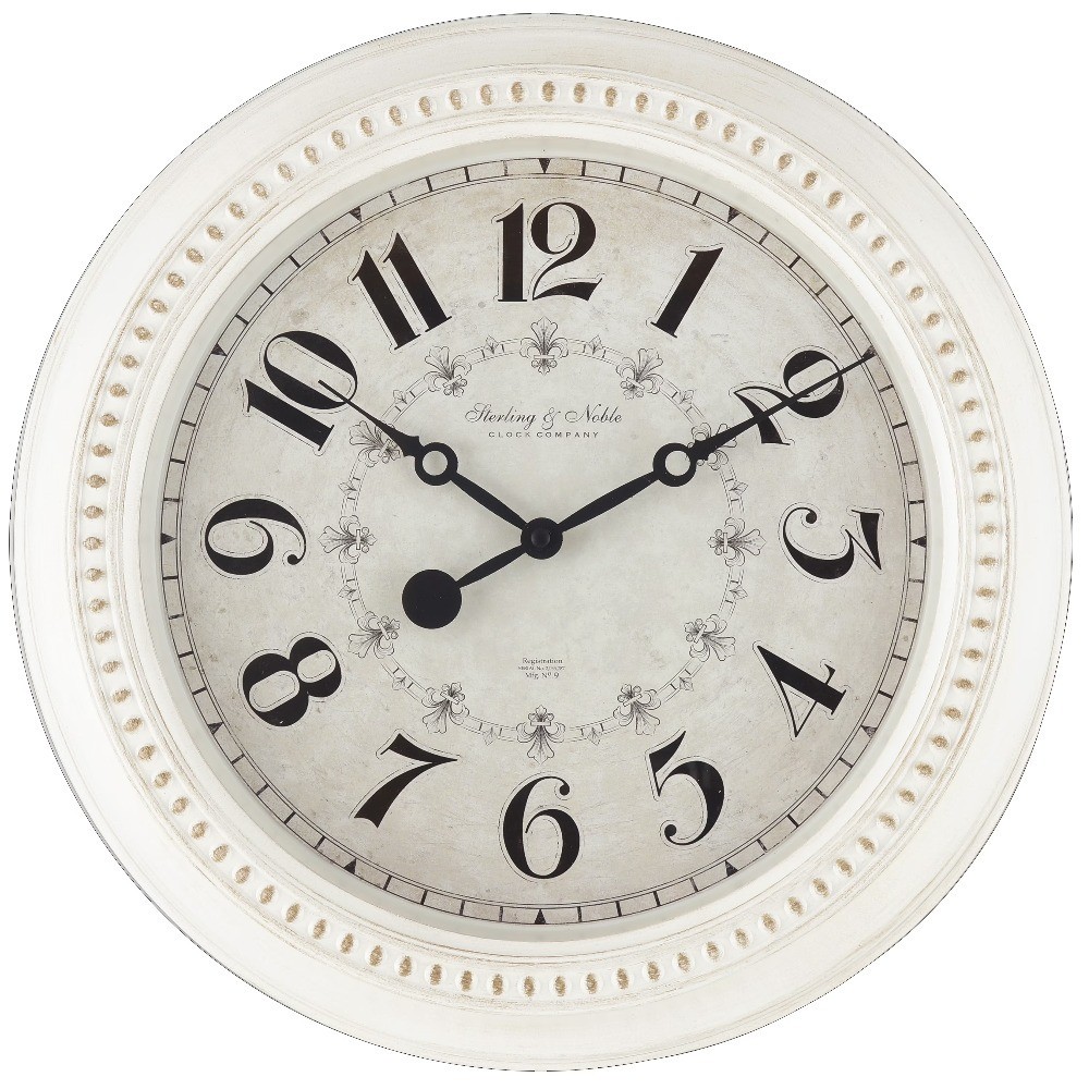 Indoor 15.5 Antique White Arabic French Country Traditional Wall Clock