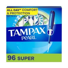 Tampax Pearl Tampons with LeakGuard Braid Super Absorbency Unscented 96 ct