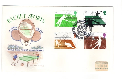 1977 RACKET SPORTS - BADMINTON EXHIBITION H/S STUART FDC FROM COLLECTION O44