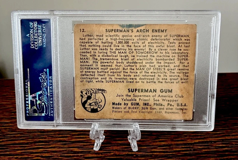 1940 superman gum #12 arch enemy lex luthor 1st appear RC PSA 2 (MK) RARE ROOKIE - Image 2 of 3