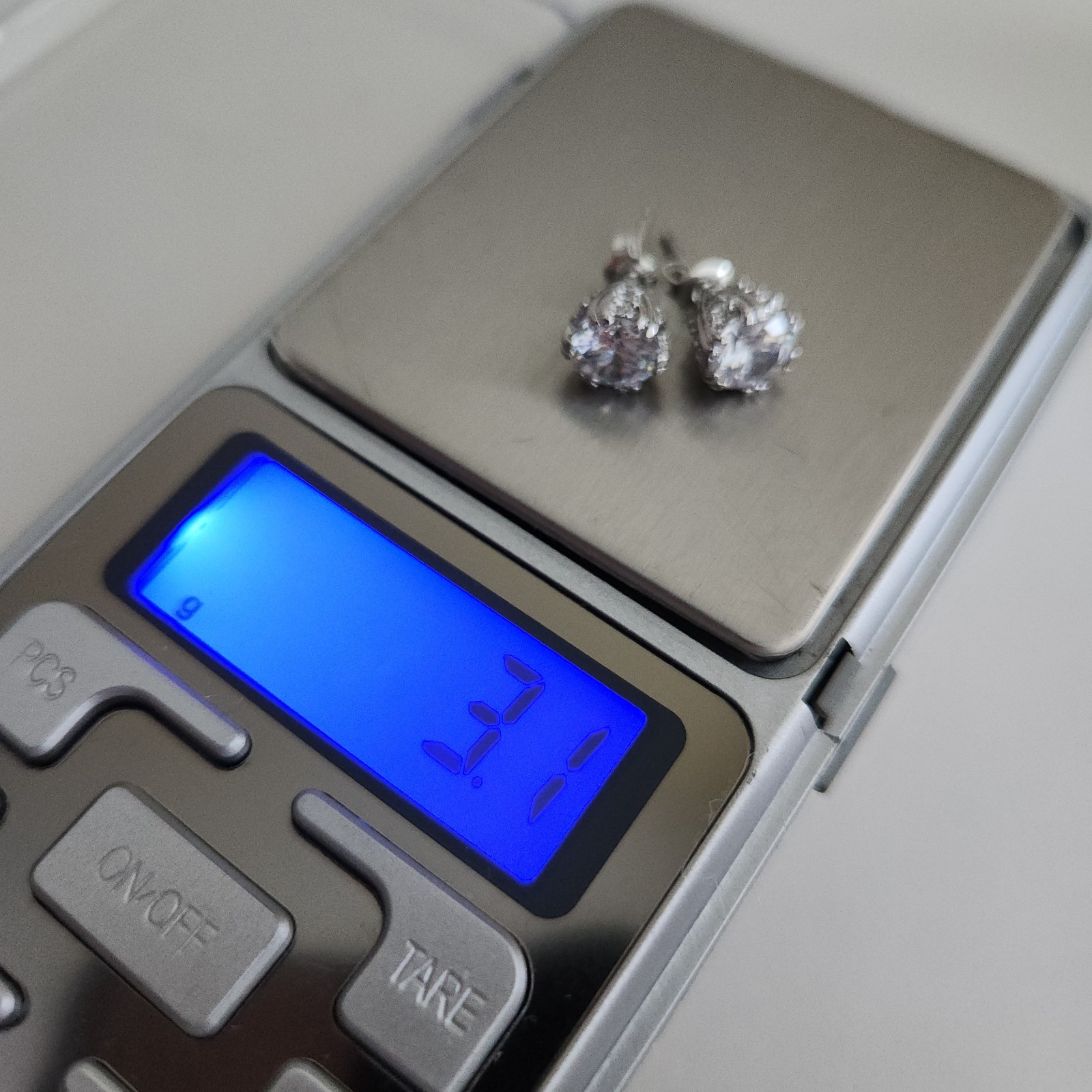 925 Sterling Silver Round Simulated Diamonds Stud… - image 11