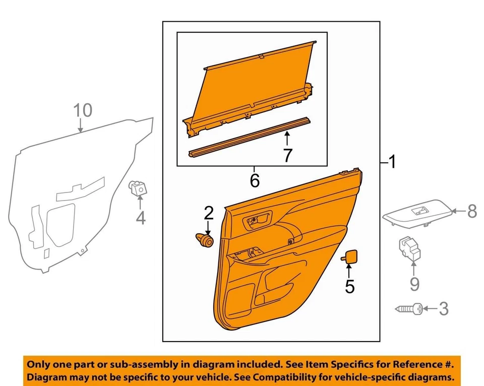 Compatível com 14 - 16 TOYOTA HIGHLANDER painel traseiro destro de guarnição de porta de passageiro com acabamento JBL-LA00 - Imagem 4 de 4