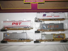 NEW MTH 20-95035 T.T.U.X SPINE CARS & LOADS 5 CAR SET, TRAILERS & CONTAINER, O